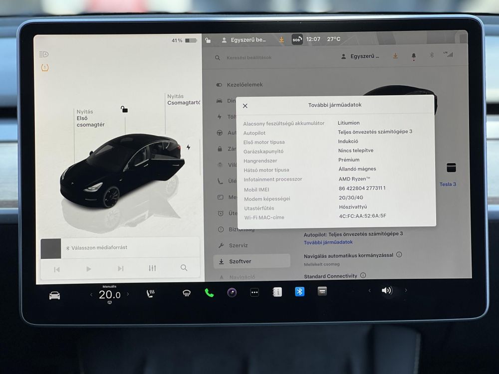 TESLA MODEL 3 Performance AWD (Automata) 106e km. mátrix LED. AMD Ryzen. hőszivattyú. garanciális!
