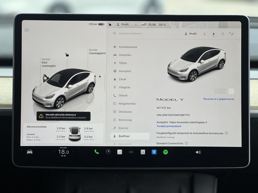 TESLA MODEL Y RWD (Automata) 147e km. AMD Ryzen. hőszivattyú. premium hifi. garanciális!
