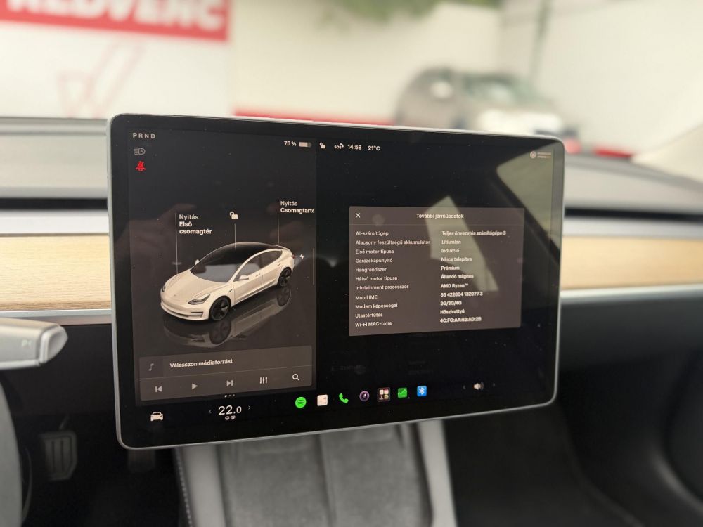 TESLA MODEL 3 Long Range AWD (Automata) 99e km. AMD Ryzen. mátrix LED. hőszivattyú. premium hifi. garanciális!