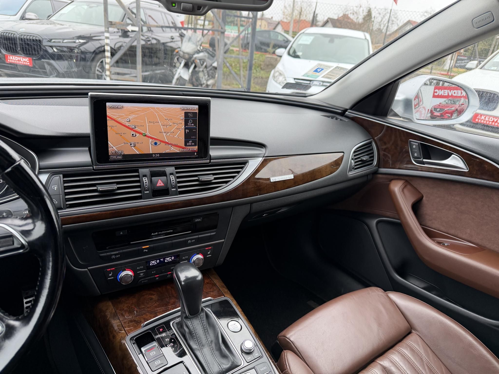 AUDI A6 3.0 V6 TDI quattro S-tronic Napfénytető Távtartó Carplay Barna bőr Friss olaj szerviz. Vezérlés cserélve!