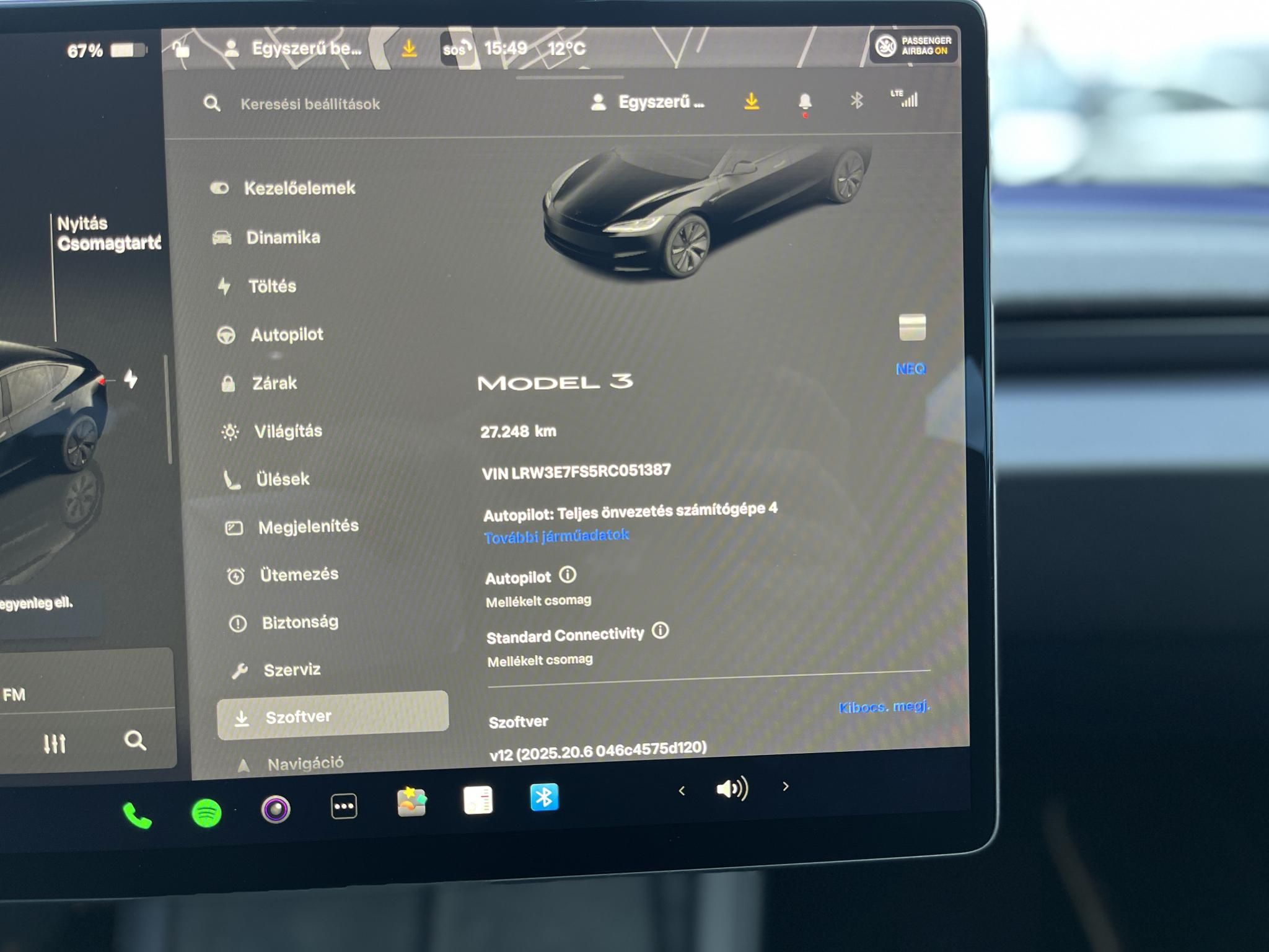 TESLA MODEL 3 RWD (Automata) HIGHLAND 27e km. AMD Ryzen. Gyári garancia 2032-ig. 500km hatótáv!