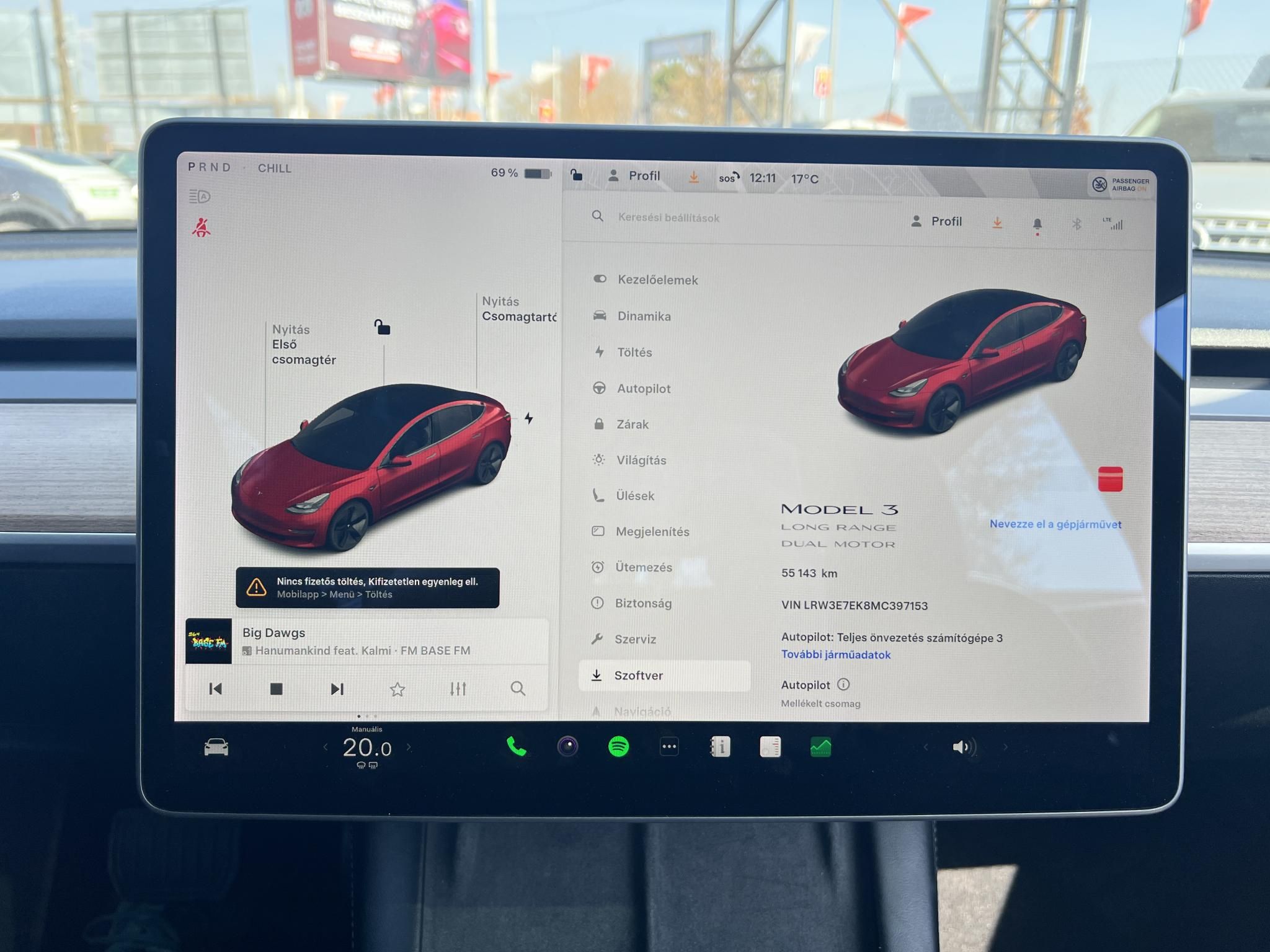 TESLA MODEL 3 Long Range AWD (Automata) 54e km. mátrix LED. hőszivattyú. premium hifi. gyönyörű állapot!