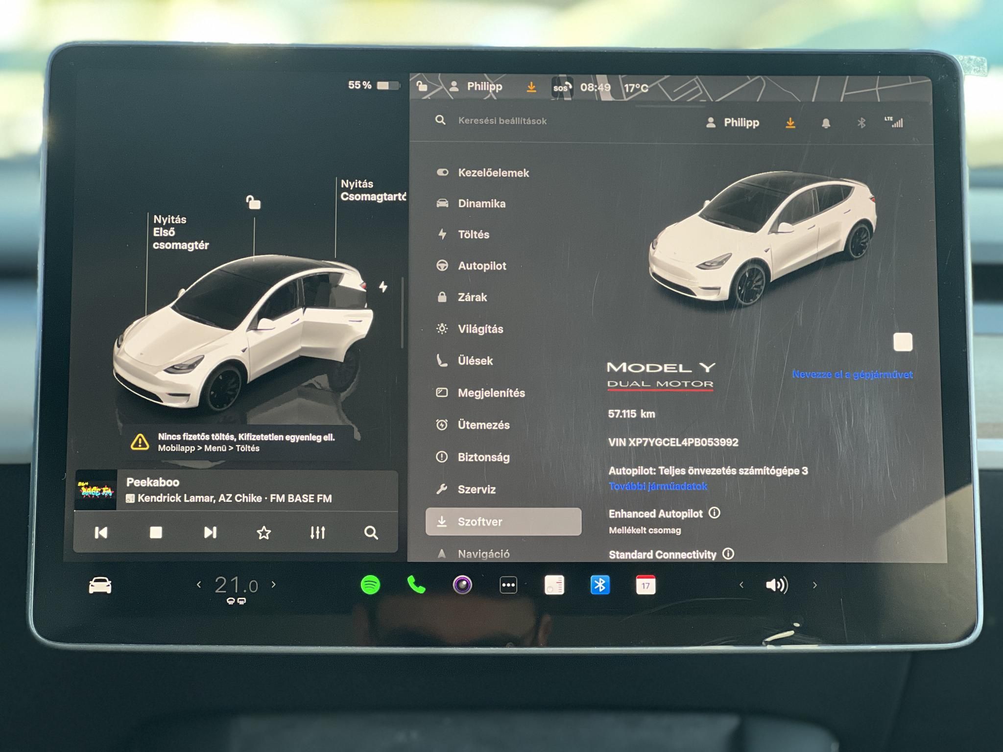 TESLA MODEL Y Performance AWD (Automata) 57e km. EAP. AMD Ryzen. mátrix LED. hőszivattyú. 21-es Überturbine felnikkel
