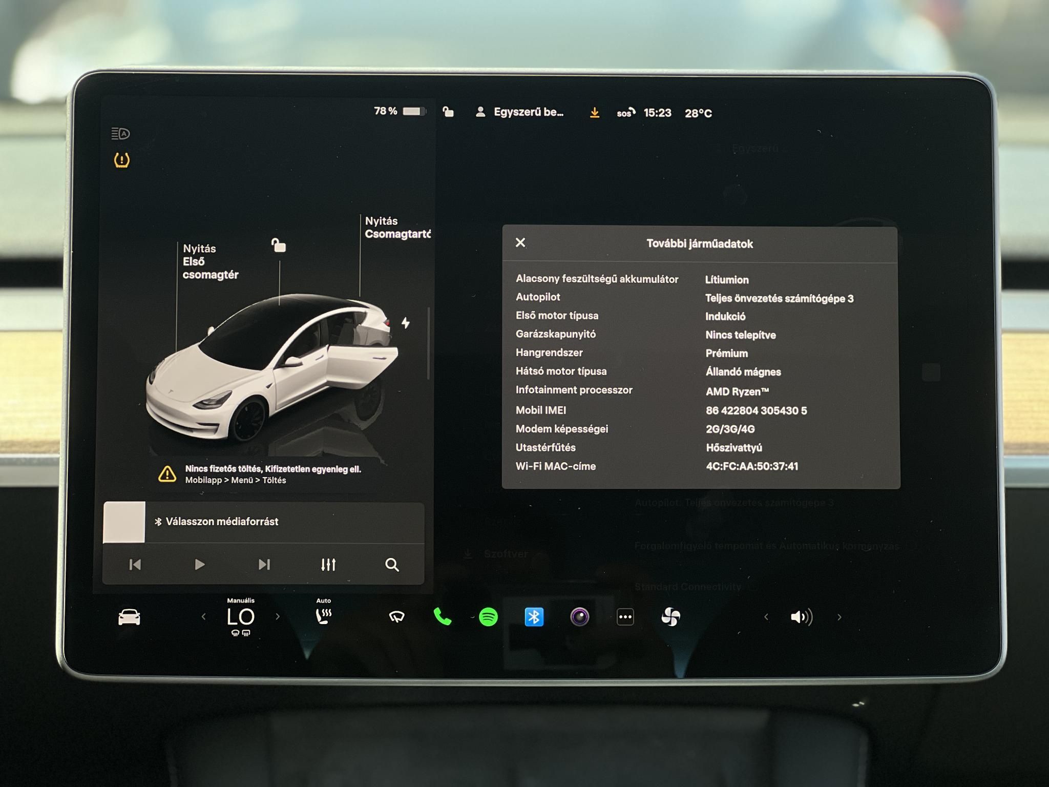 TESLA MODEL 3 Performance AWD (Automata) 90e km. AMD Ryzen. mátrix LED. hőszivattyú. 2 töltőkábel. megkímélt állapot!