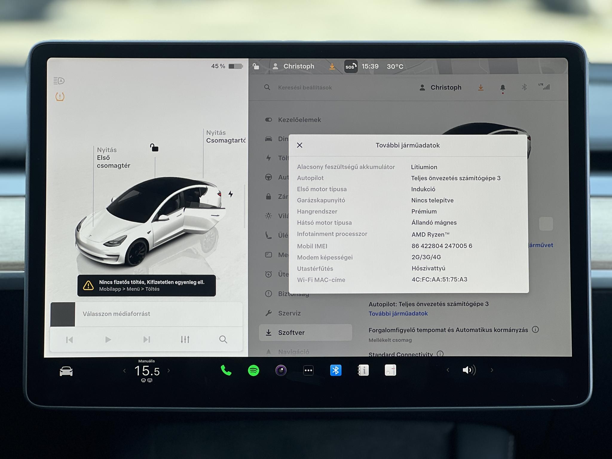TESLA MODEL 3 Performance AWD (Automata) 76e km. AMD Ryzen. mátrix LED. hőszivattyú. garanciális. megkímélt állapot!