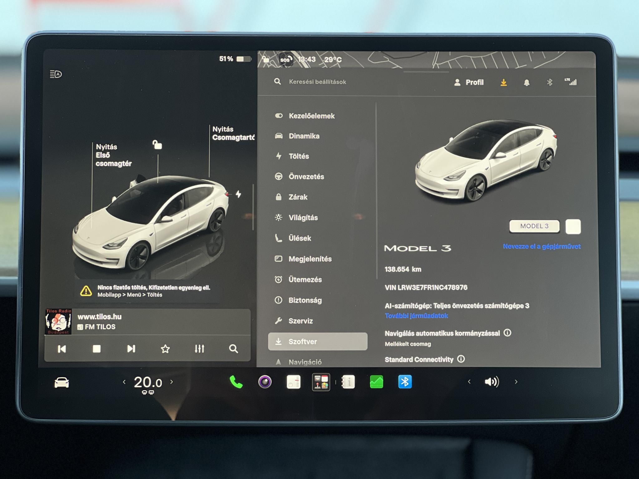 TESLA MODEL 3 Standard Range Plus Aut LFP akku. AMD Ryzen. hőszivattyú. 2030-ig garanciális!